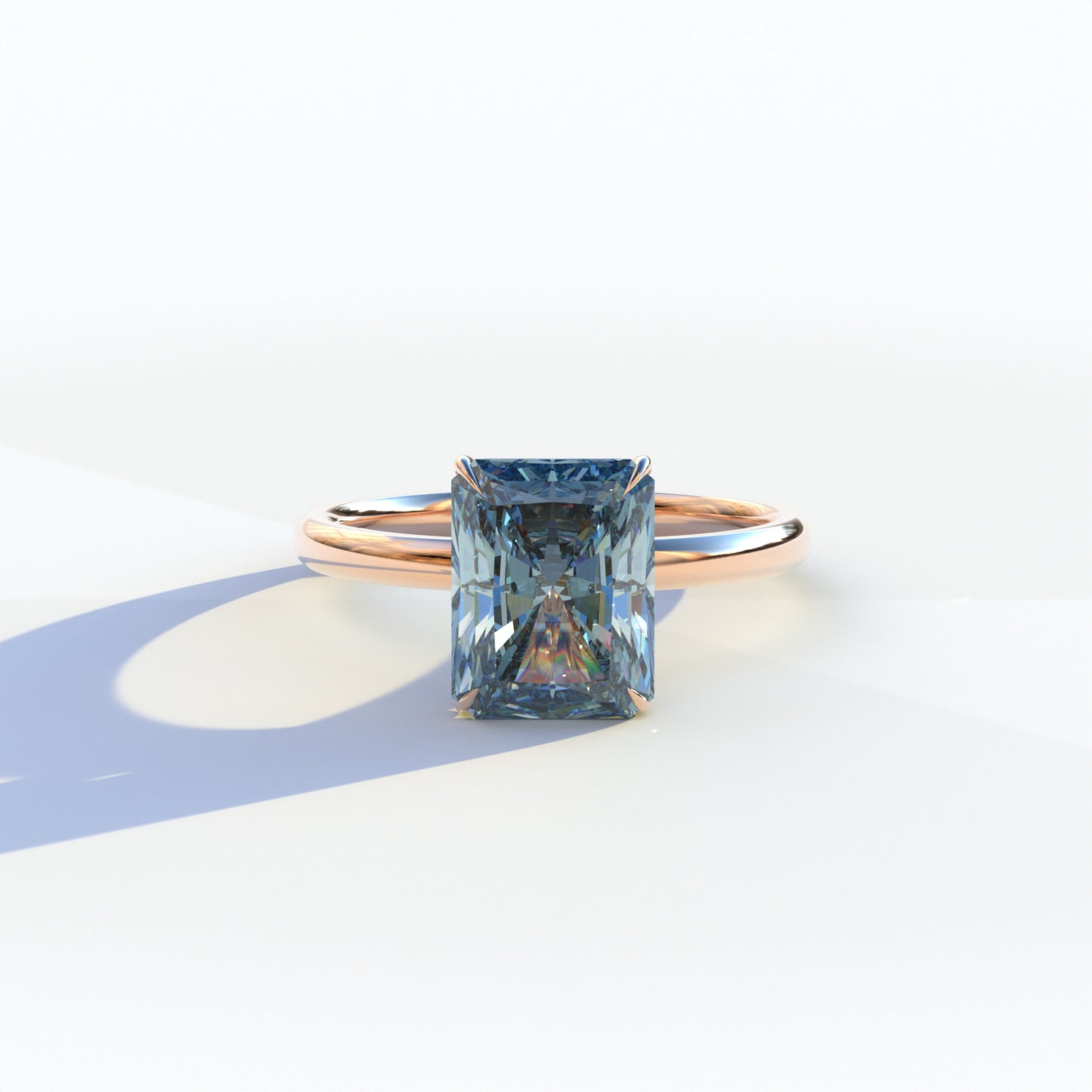 3 Carat Blue Radiant Cut Solitaire Lab Diamond Ring - Papilia