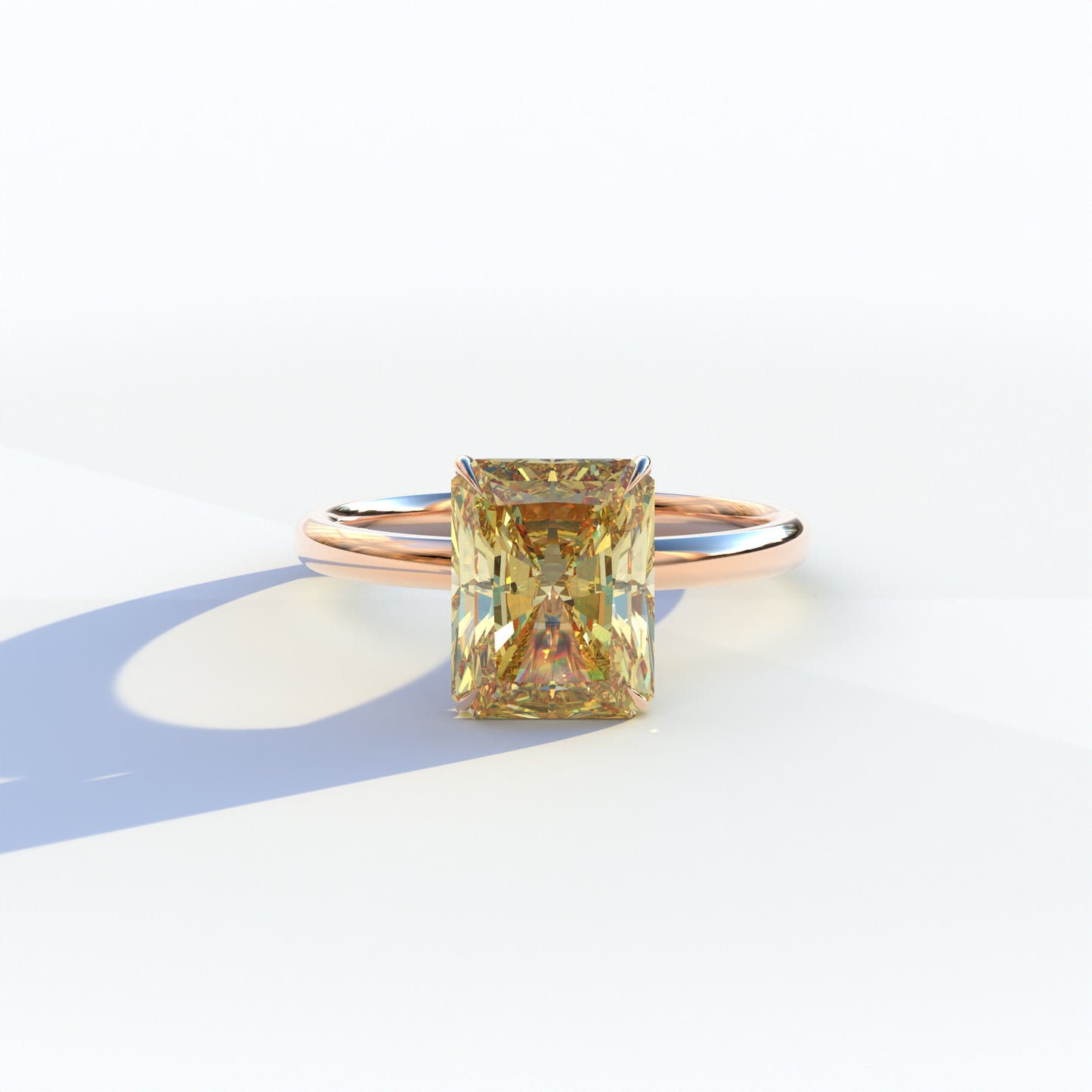 3 Carat Yellow Radiant Cut Solitaire Lab Diamond Ring - Papilia