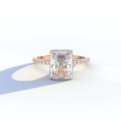 3 Ct E/VVS Radiant Cut Lab Diamond Ring -Monica