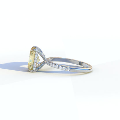 3 Ct Radiant Cut Yellow Color Lab Diamond Ring - Monica