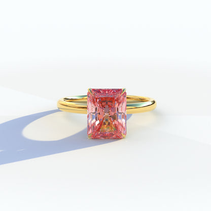 3 Carat Pink Radiant Cut Solitaire Lab Diamond Ring - Papilia