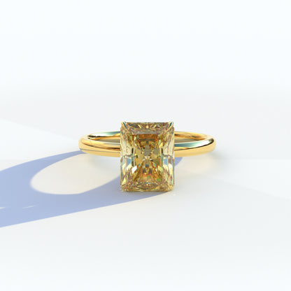 3 Carat Yellow Radiant Cut Solitaire Lab Diamond Ring - Papilia