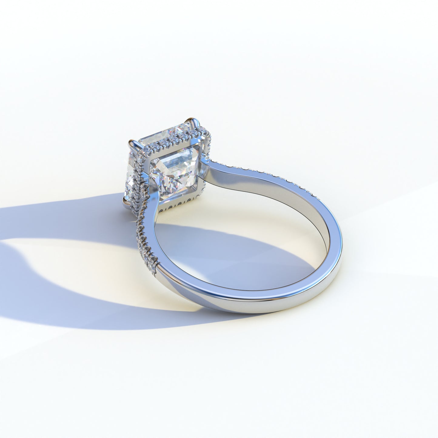 3.5 Ct E/VVS Asscher Cut Lab Diamond In Halo Setting Ring - Azzurra