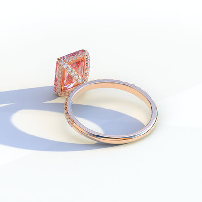 3 Ct Radiant Cut Pink Color Lab Diamond Ring - Monica