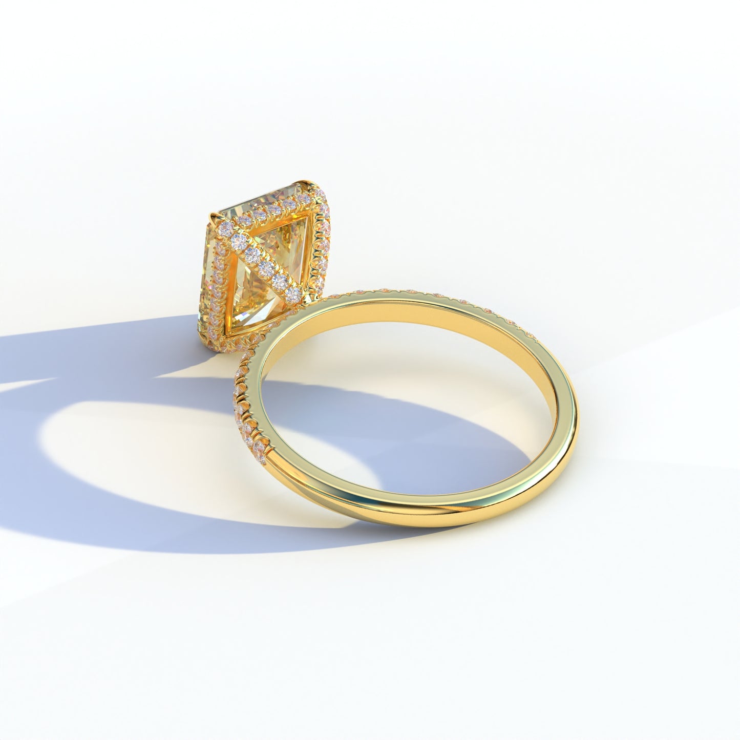 3 Ct Radiant Cut Yellow Color Lab Diamond Ring - Monica