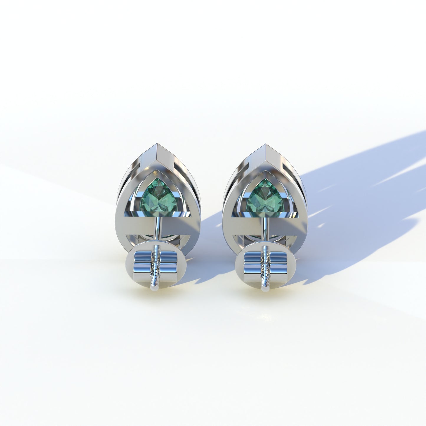 3 Carat Green Pear Cut Lab Diamond Stud Earrings | Halo Setting - Kelly