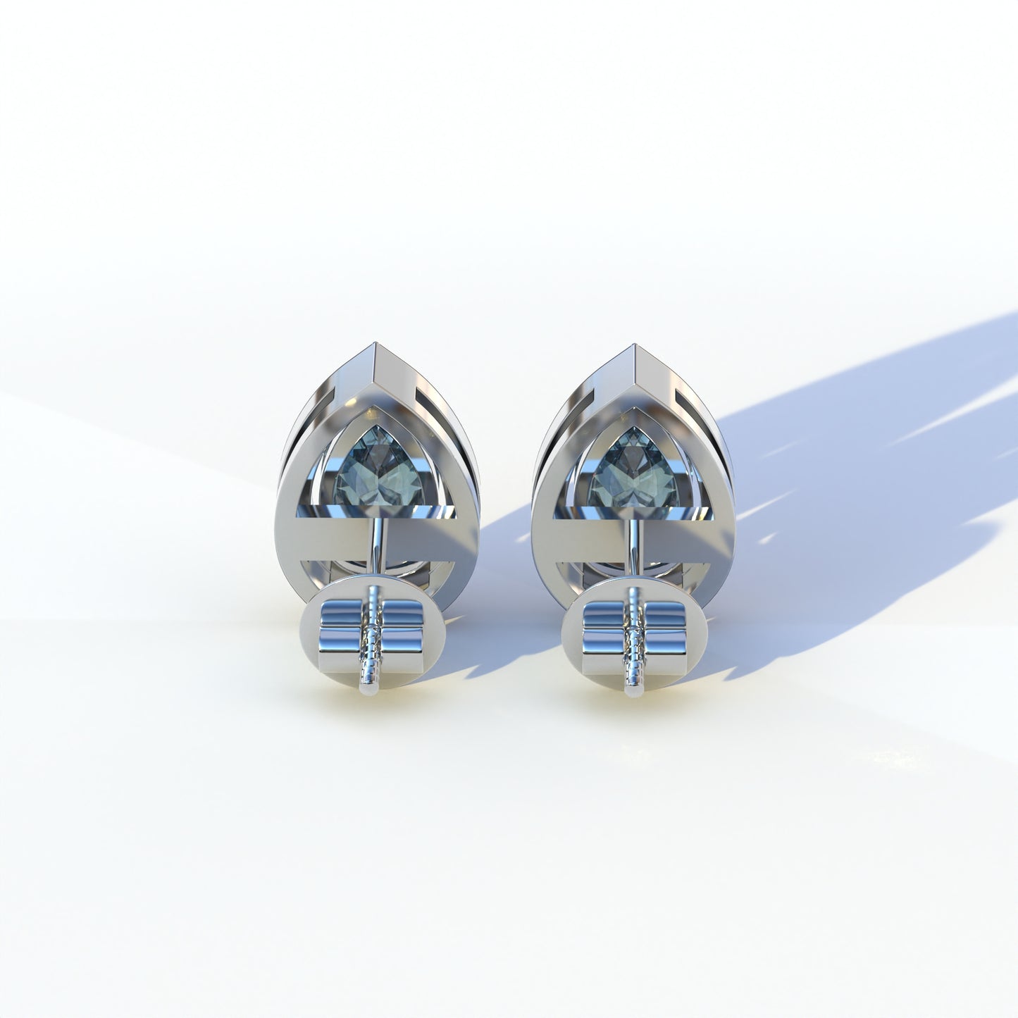 3 Carat Blue Pear Cut Lab Diamond Stud Earrings | Halo Setting - Kelly