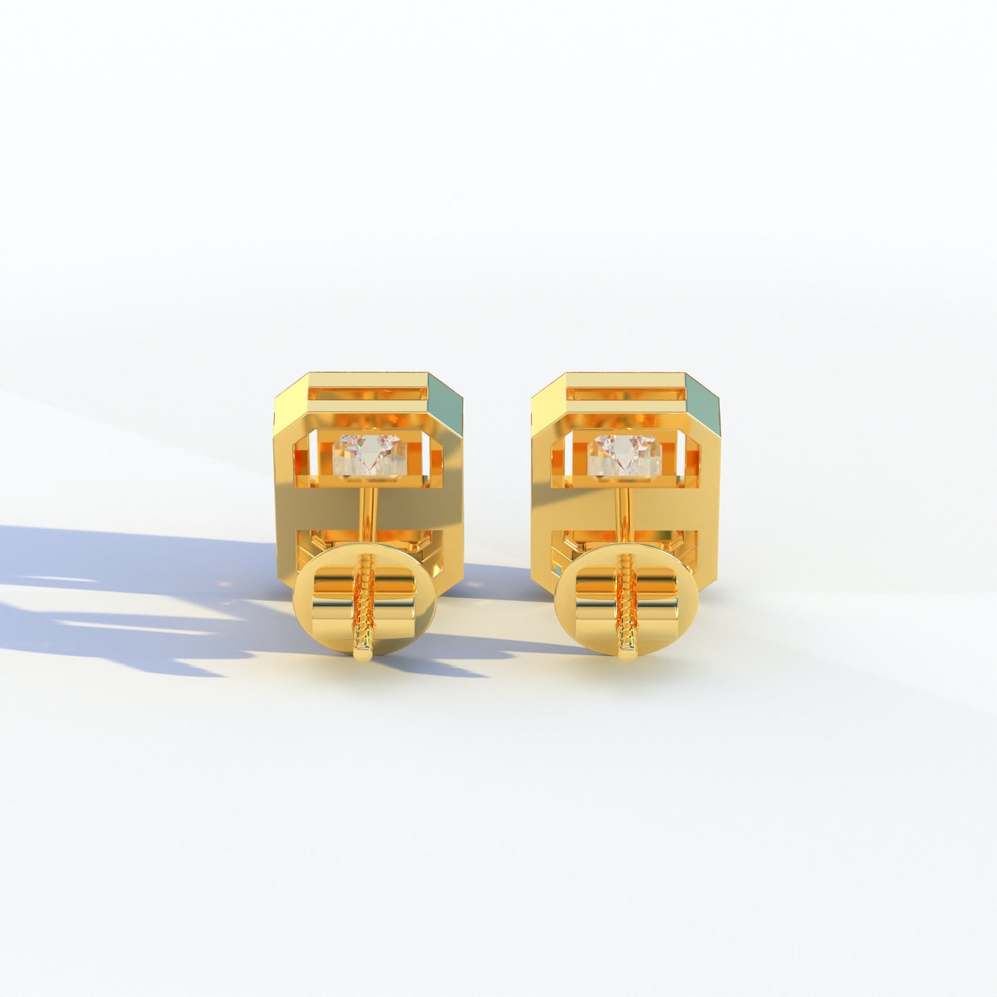 2 Carat Emerald Cut Halo Setting Lab Diamond Stud Earrings - Hailey