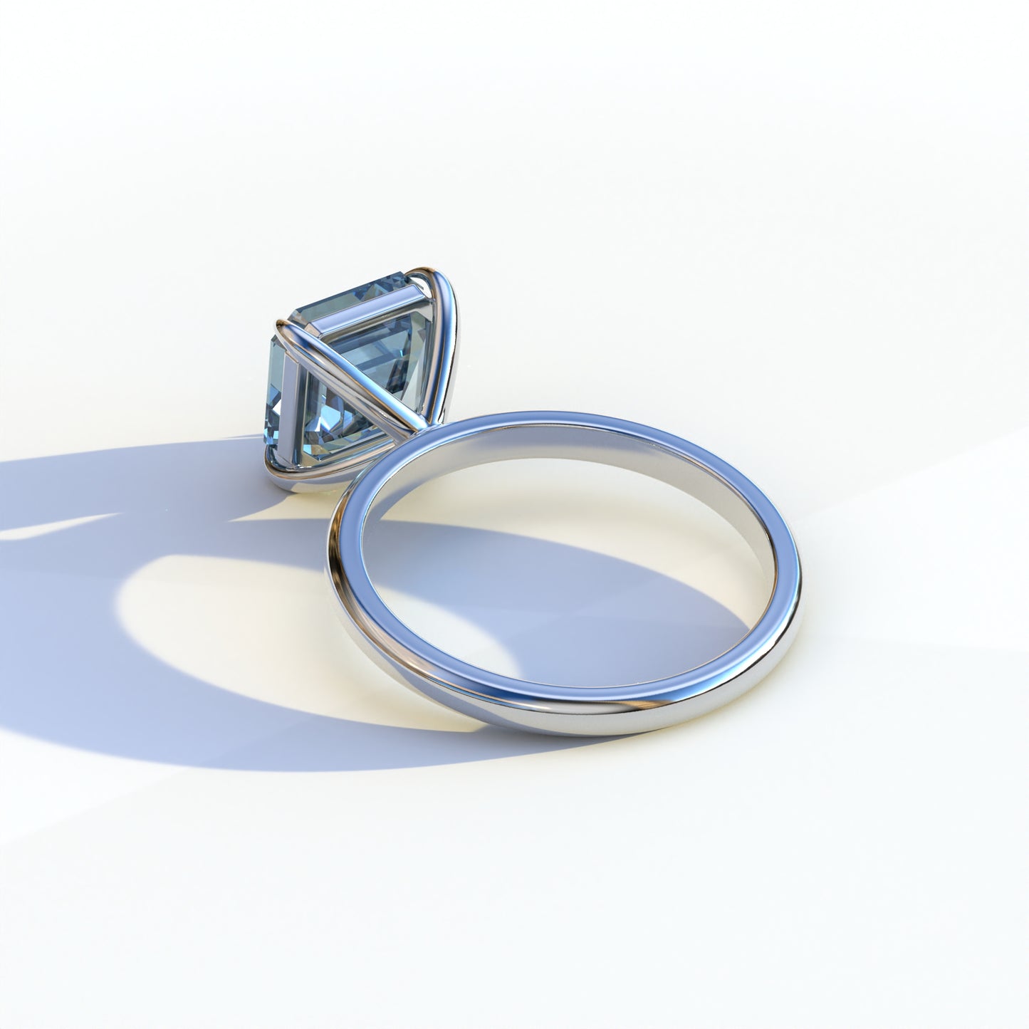 2 Carat Blue Asscher Cut Solitaire Lab Grown Diamond Ring - Fabriciana