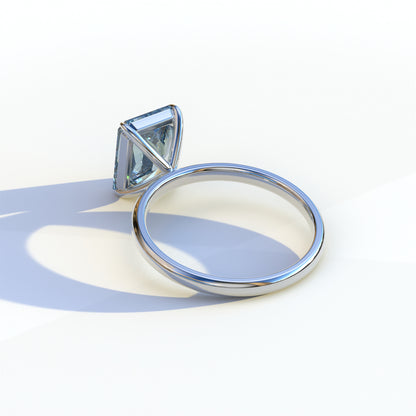 3 Carat Blue Radiant Cut Solitaire Lab Diamond Ring - Papilia