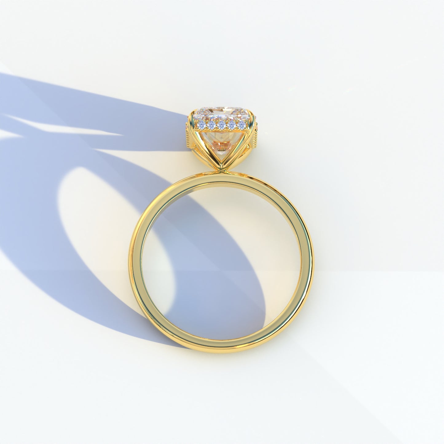 E/VVS 3 Carat Radiant Cut Lab Grown Diamond Hidden Halo Ring - Adrina