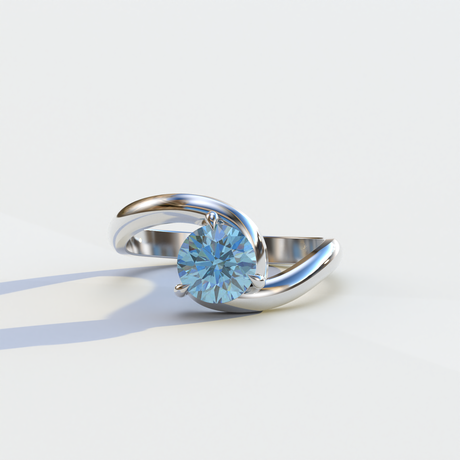 1.5 Carat Blue Round Cut Solitaire Lab Diamond Ring	