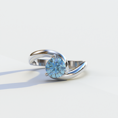 1.5 Carat Blue Round Cut Solitaire Lab Diamond Ring	