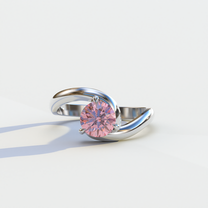 1.5 Carat Pink Round Cut Solitaire Lab Diamond Ring	