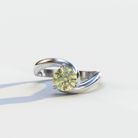 1.5 Carat Yellow Round Cut Solitaire Lab Diamond Ring	