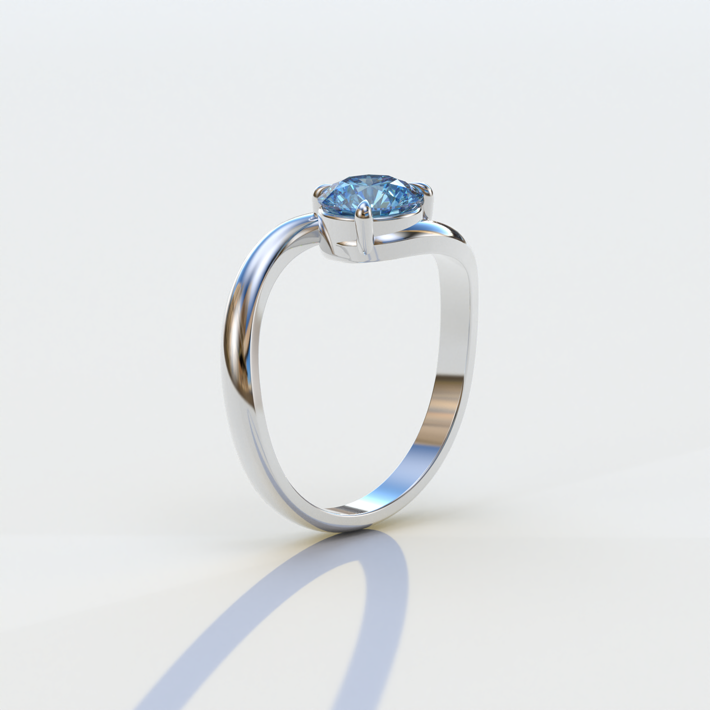 1.5 Carat Blue Round Cut Solitaire Lab Diamond Ring - Tauras