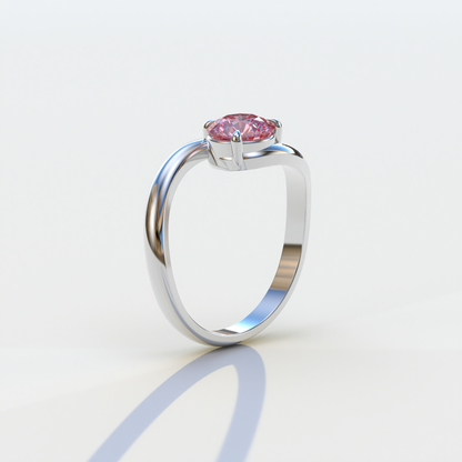 1.5 Carat Pink Round Cut Solitaire Lab Diamond Ring - Tauras