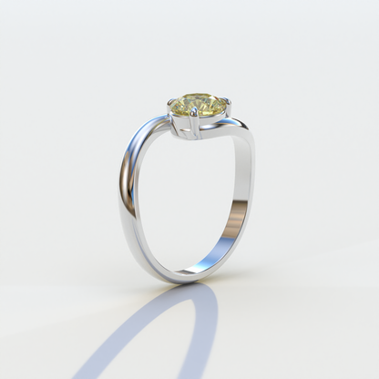 1.5 Carat Yellow Round Cut Solitaire Lab Diamond Ring - Tauras