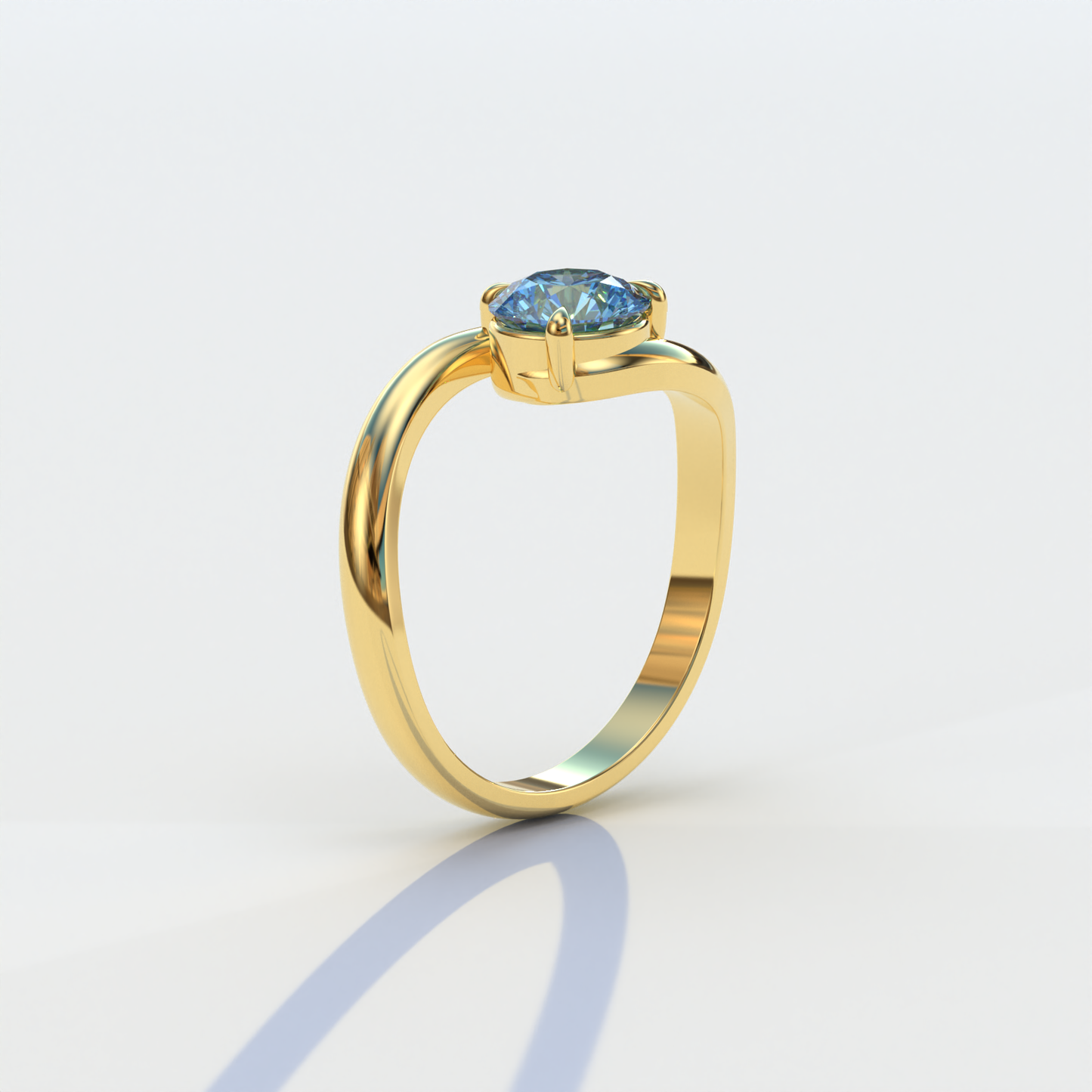 1.5 Carat Blue Round Cut Solitaire Lab Diamond Ring - Tauras