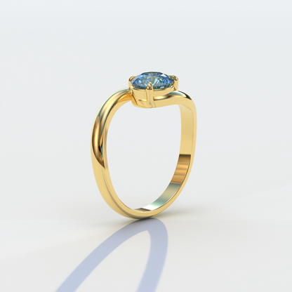 1.5 Carat Blue Round Cut Solitaire Lab Diamond Ring - Tauras