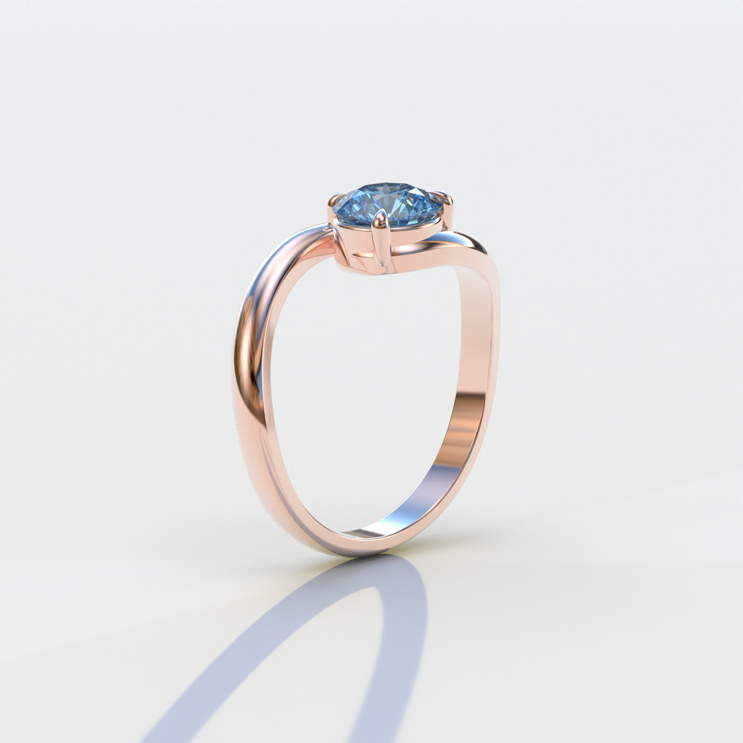 1.5 Carat Blue Round Cut Solitaire Lab Diamond Ring - Tauras