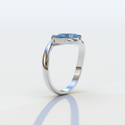 2 Carat Blue Color Marquise Cut Lab Diamond Engagement Ring - Virgo