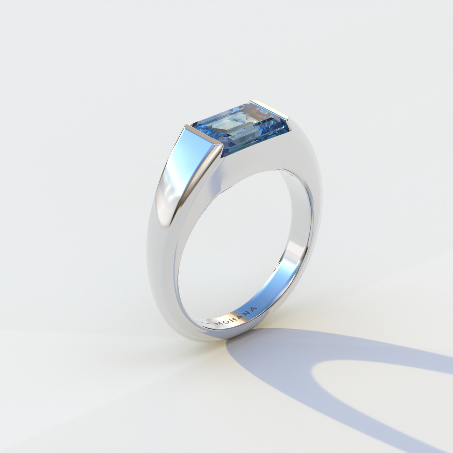 1 Carat Blue Emerald Cut East West Lab Diamond Ring - Ashleen