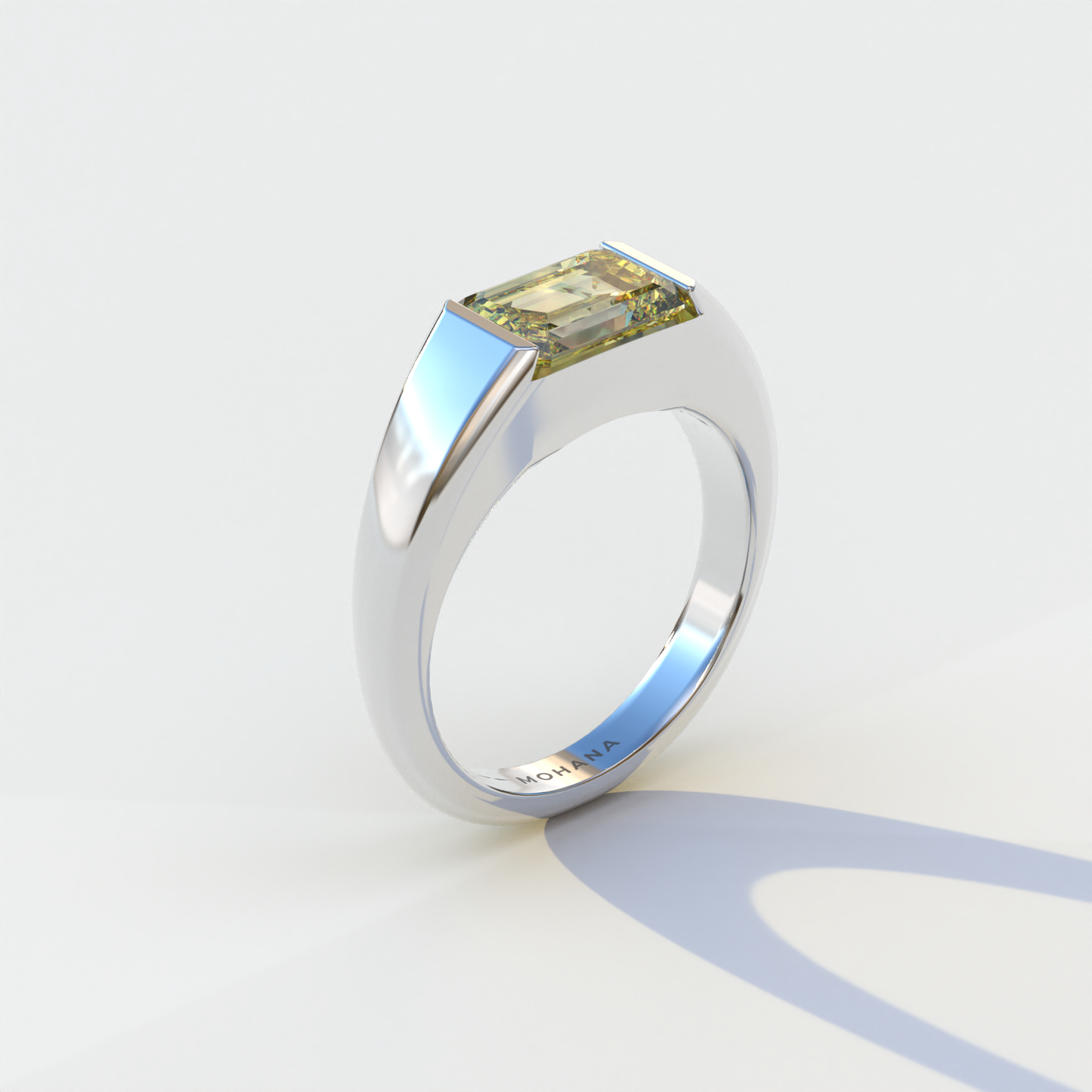 1 Carat Yellow Emerald Cut East West Lab Diamond Ring - Ashleen