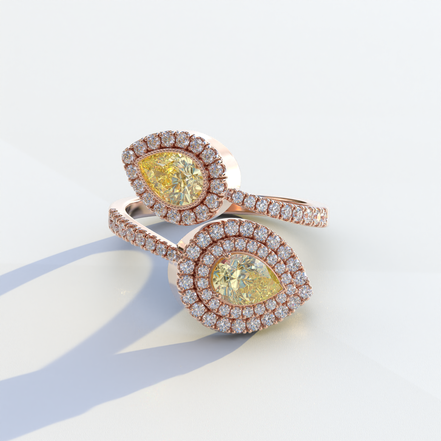 2 Carat Yellow Pear Cut Halo & Pave Lab Grown Diamond Ring - Ahurissant