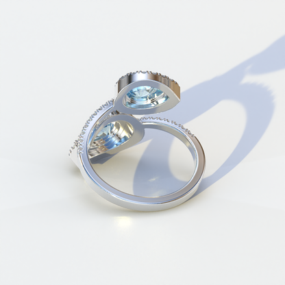 2 Carat Blue Pear Cut Halo & Pave Lab Grown Diamond Ring - Ahurissant