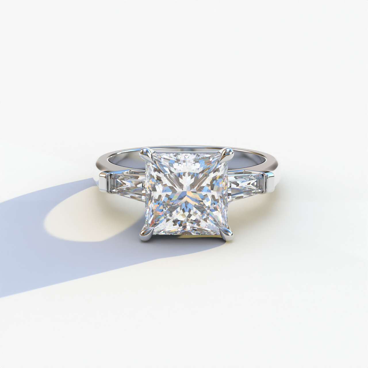 E/VVS 3 Carat Princess & Baguette Cut Lab Grown Diamond Ring - Alluring