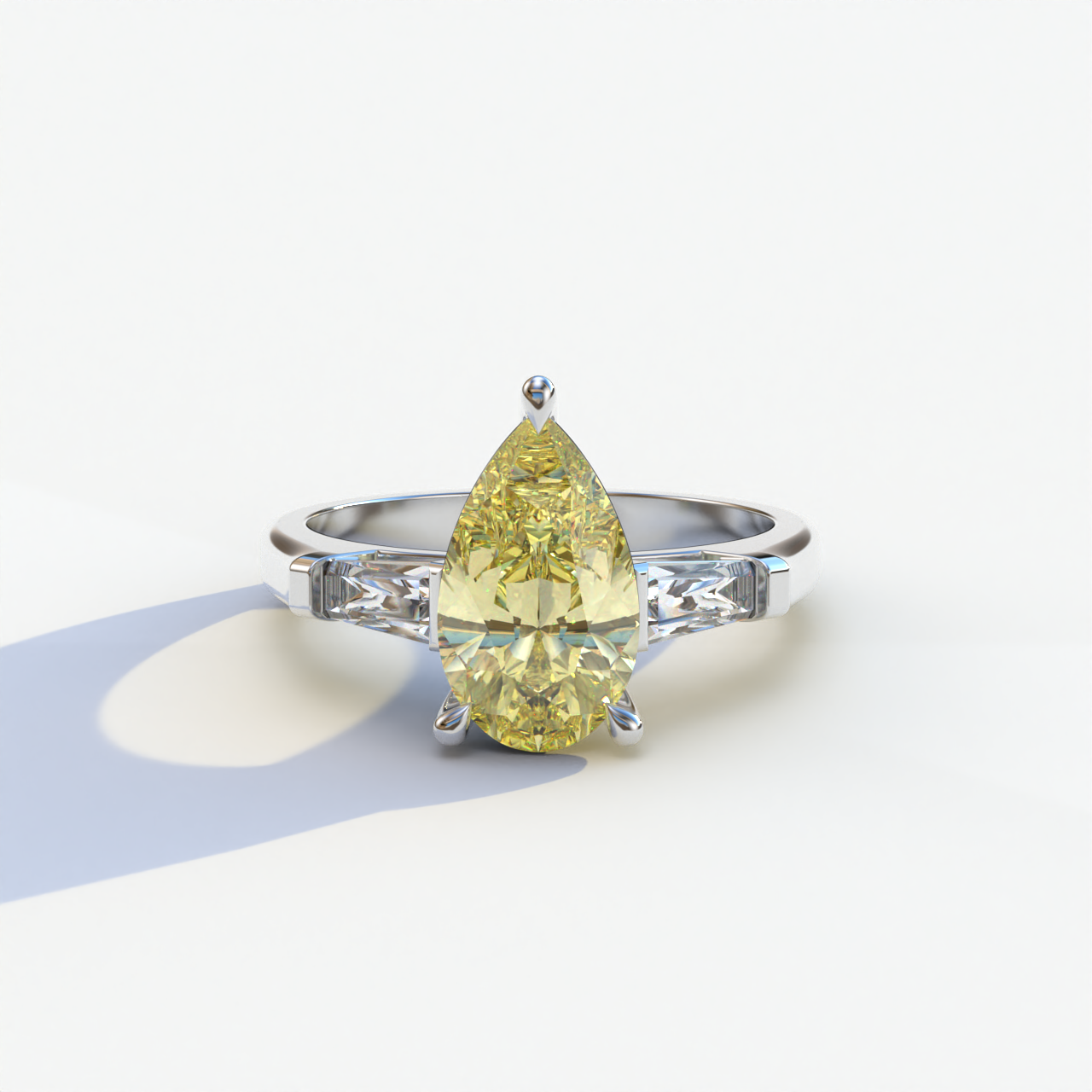 3 Carat Pear Cut Yellow Lab Diamond Engagement Ring - Bella