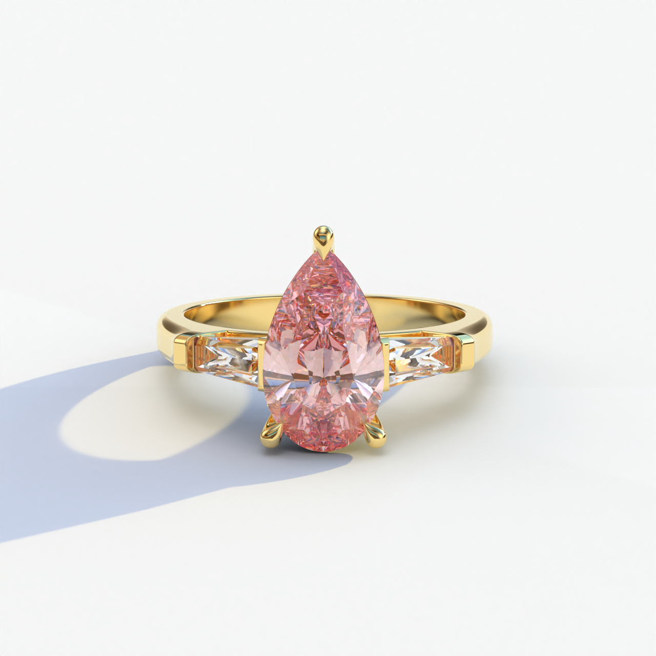 3 Carat Pear Cut Pink Lab Grown Diamond Engagement Ring - Bella