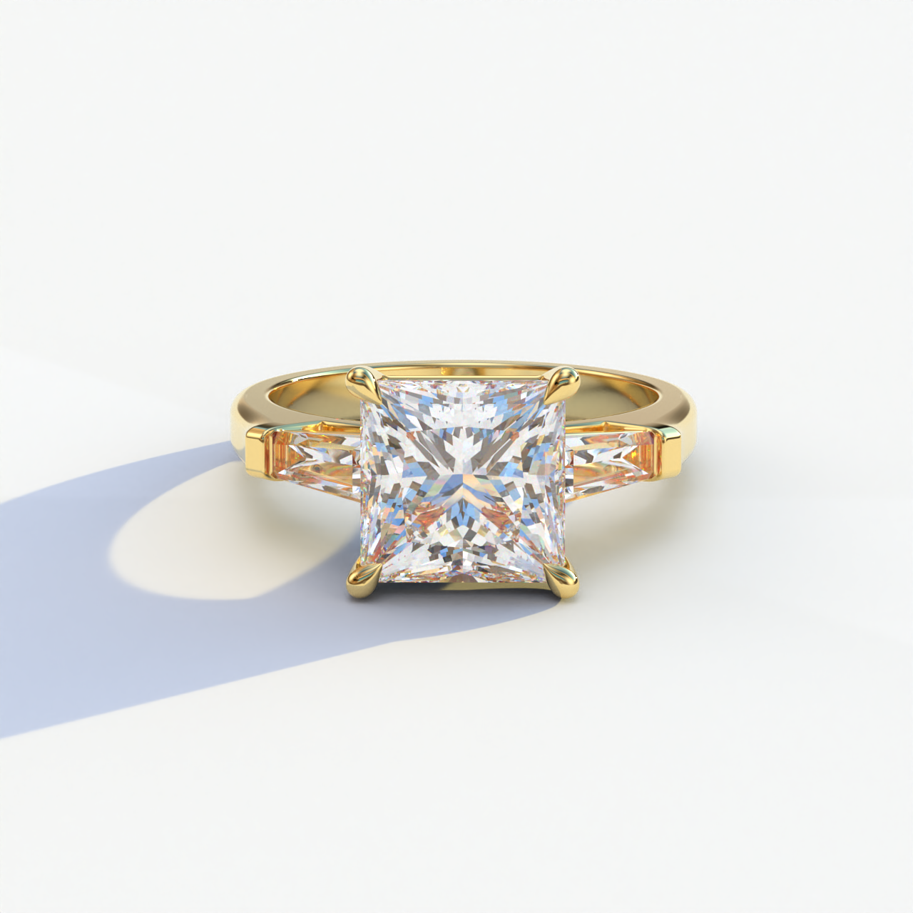 E/VVS 3 Carat Princess & Baguette Cut Lab Grown Diamond Ring - Alluring