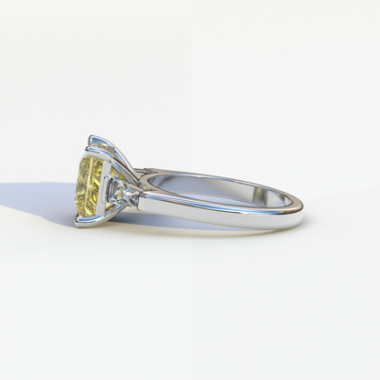 3 Carat Yellow Princess & Baguette Cut Lab Grown Diamond Ring - Alluring