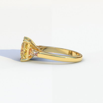 3 Carat Yellow Princess & Baguette Cut Lab Grown Diamond Ring - Alluring