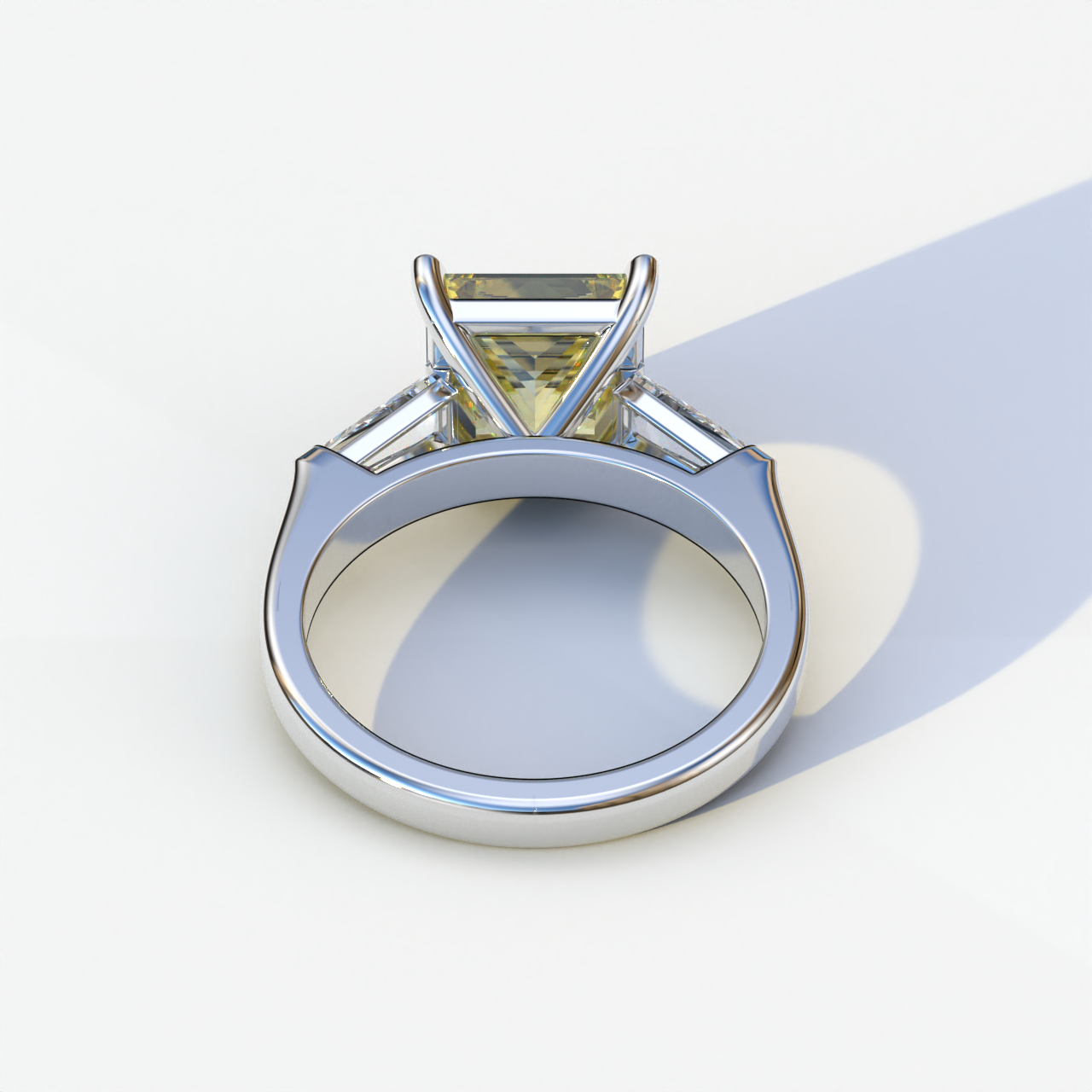 3 Carat Yellow Princess & Baguette Cut Lab Grown Diamond Ring - Alluring