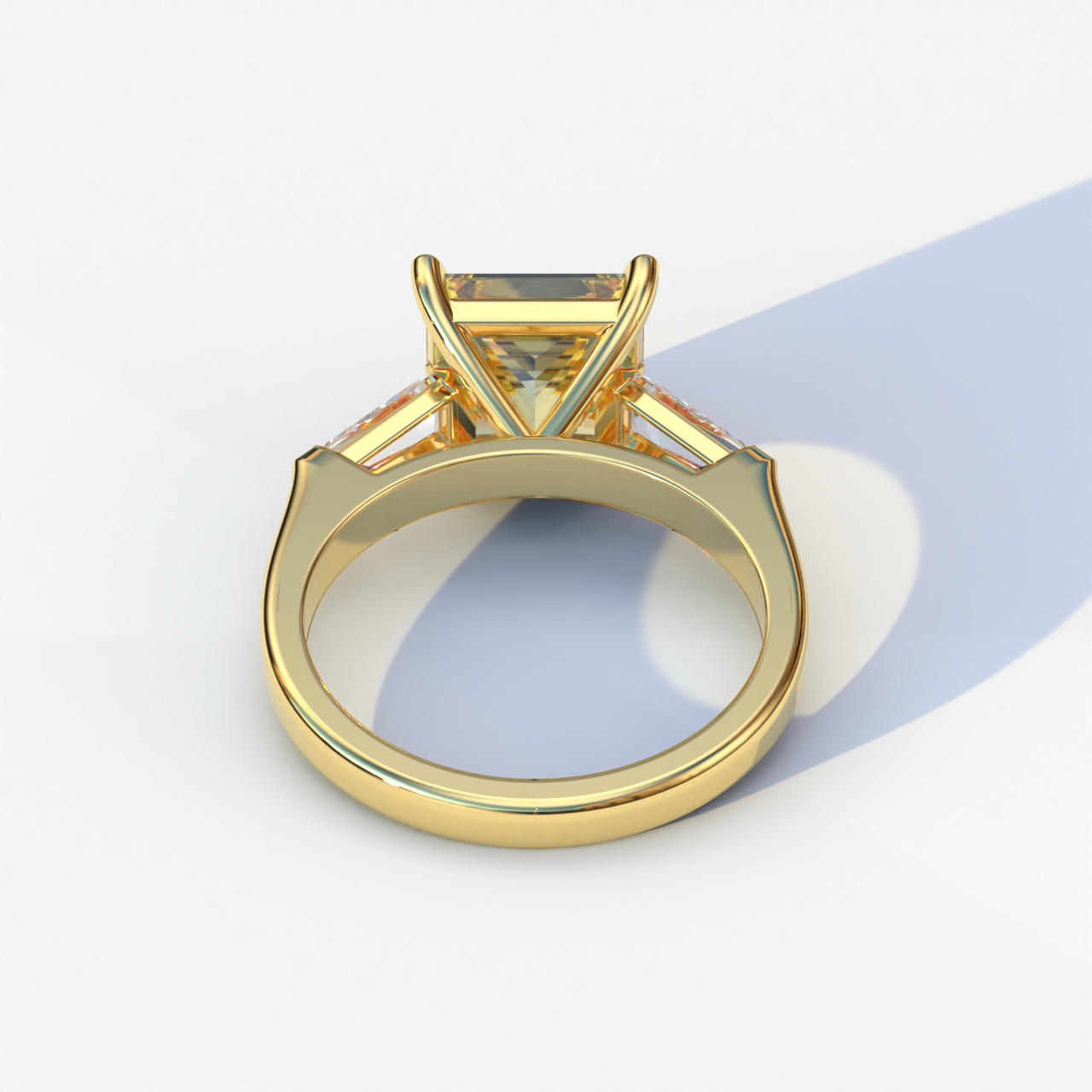 3 Carat Yellow Princess & Baguette Cut Lab Grown Diamond Ring - Alluring