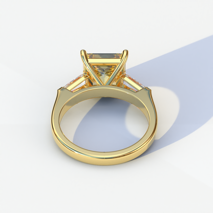 3 Carat Yellow Princess & Baguette Cut Lab Grown Diamond Ring - Alluring