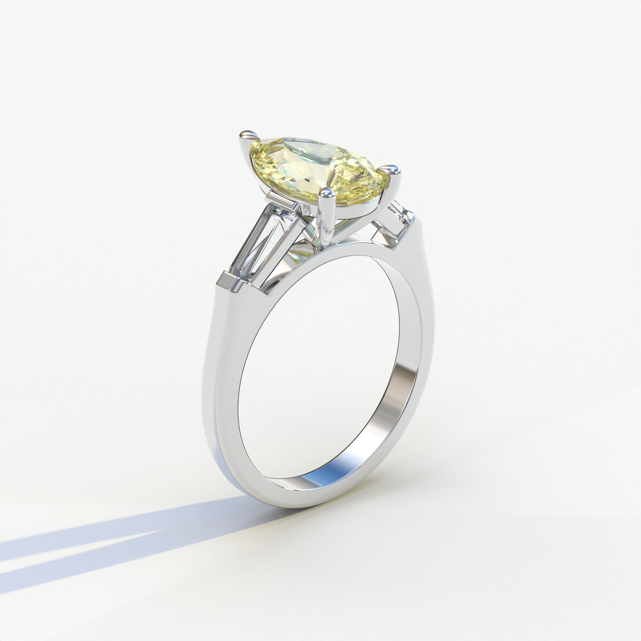 3 Carat Pear Cut Yellow Lab Diamond Engagement Ring - Bella