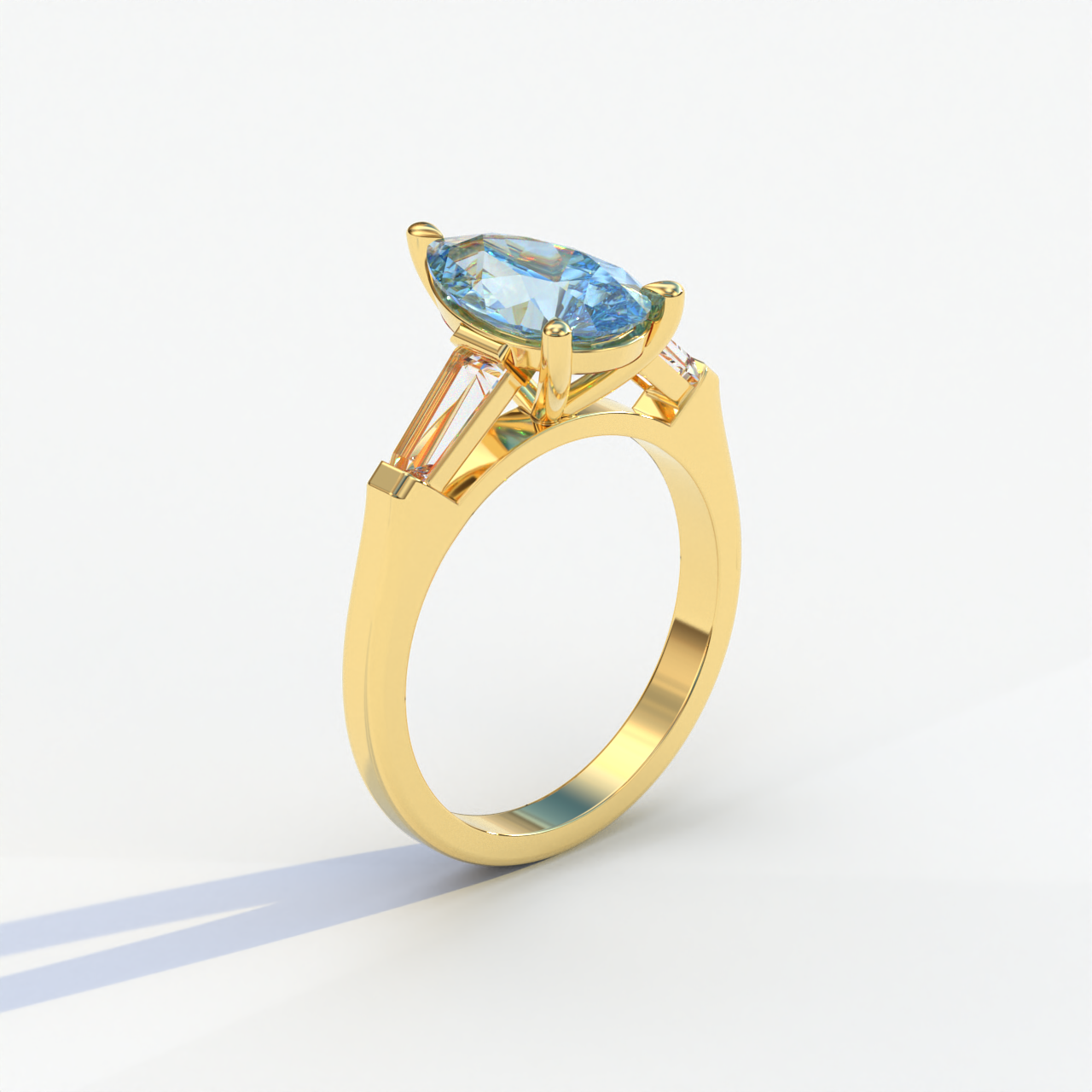 3 Carat Pear Cut Blue Lab Diamond Engagement Ring - Bella