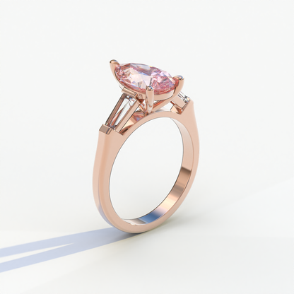 3 Carat Pear Cut Pink Lab Grown Diamond Engagement Ring - Bella