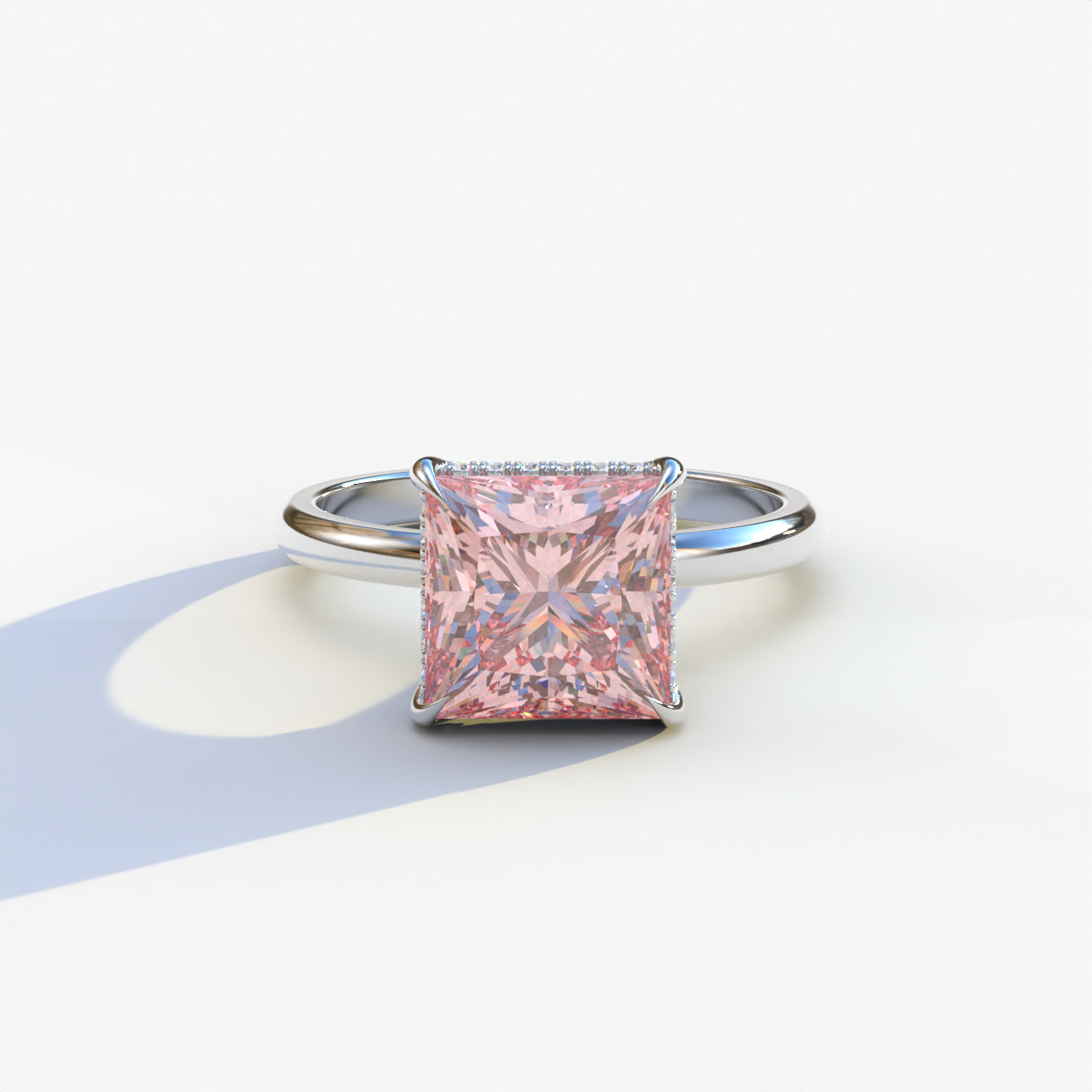 3 Carat Princess Cut Pink Lab Diamond Ring - Bellissimo