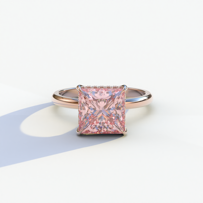 3 Carat Princess Cut Pink Lab Diamond Ring - Bellissimo