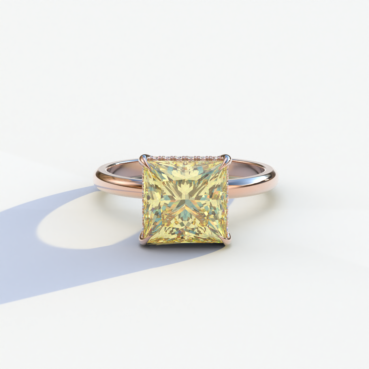 3 Carat Princess Cut Yellow Lab Diamond Ring - Bellissimo