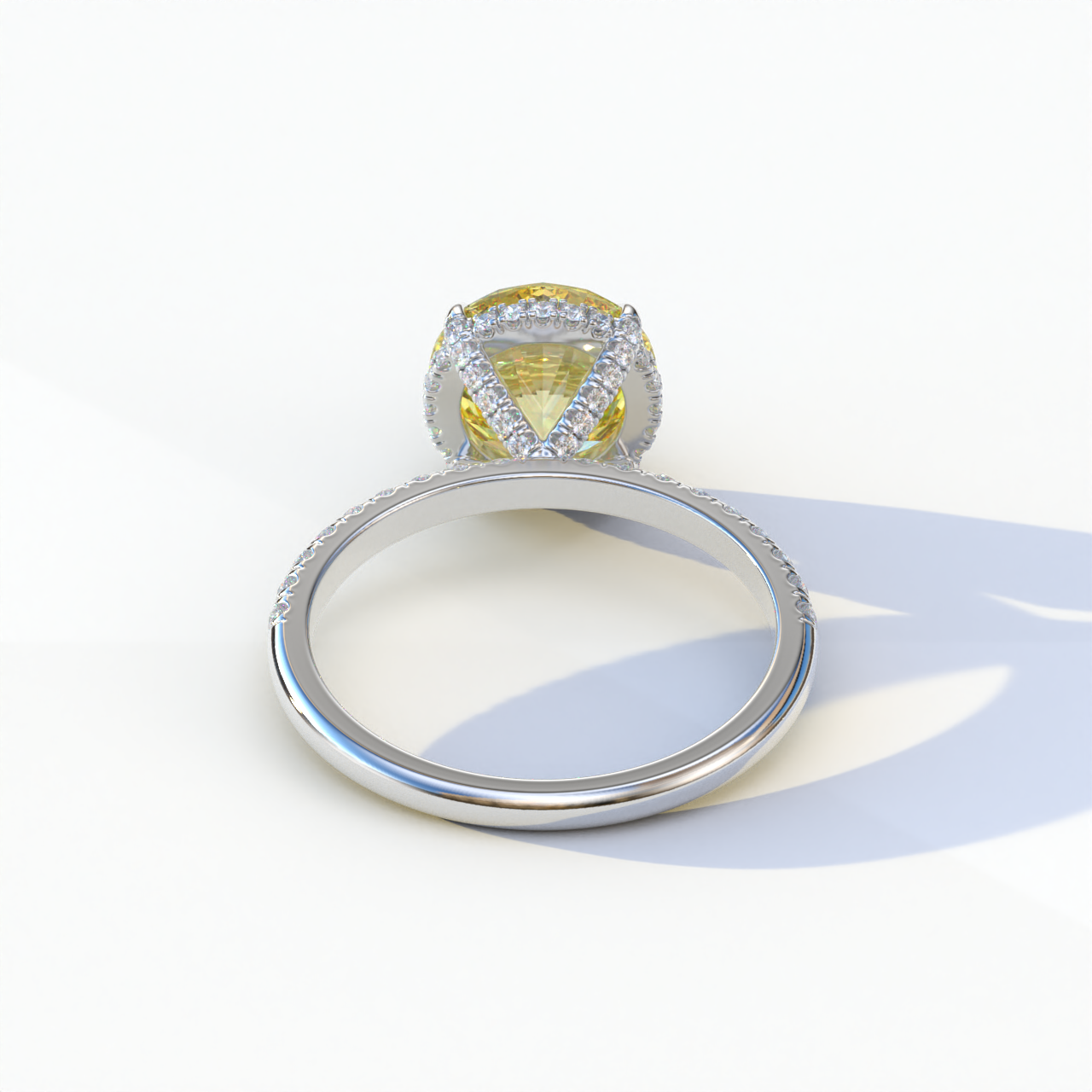 2 Carat Yellow Round Cut Ring Set | Halo & Pave Setting Lab Diamond Ring - Angelina