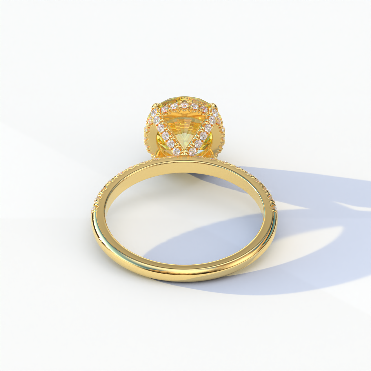 2 Carat Yellow Round Cut Ring Set | Halo & Pave Setting Lab Diamond Ring - Angelina