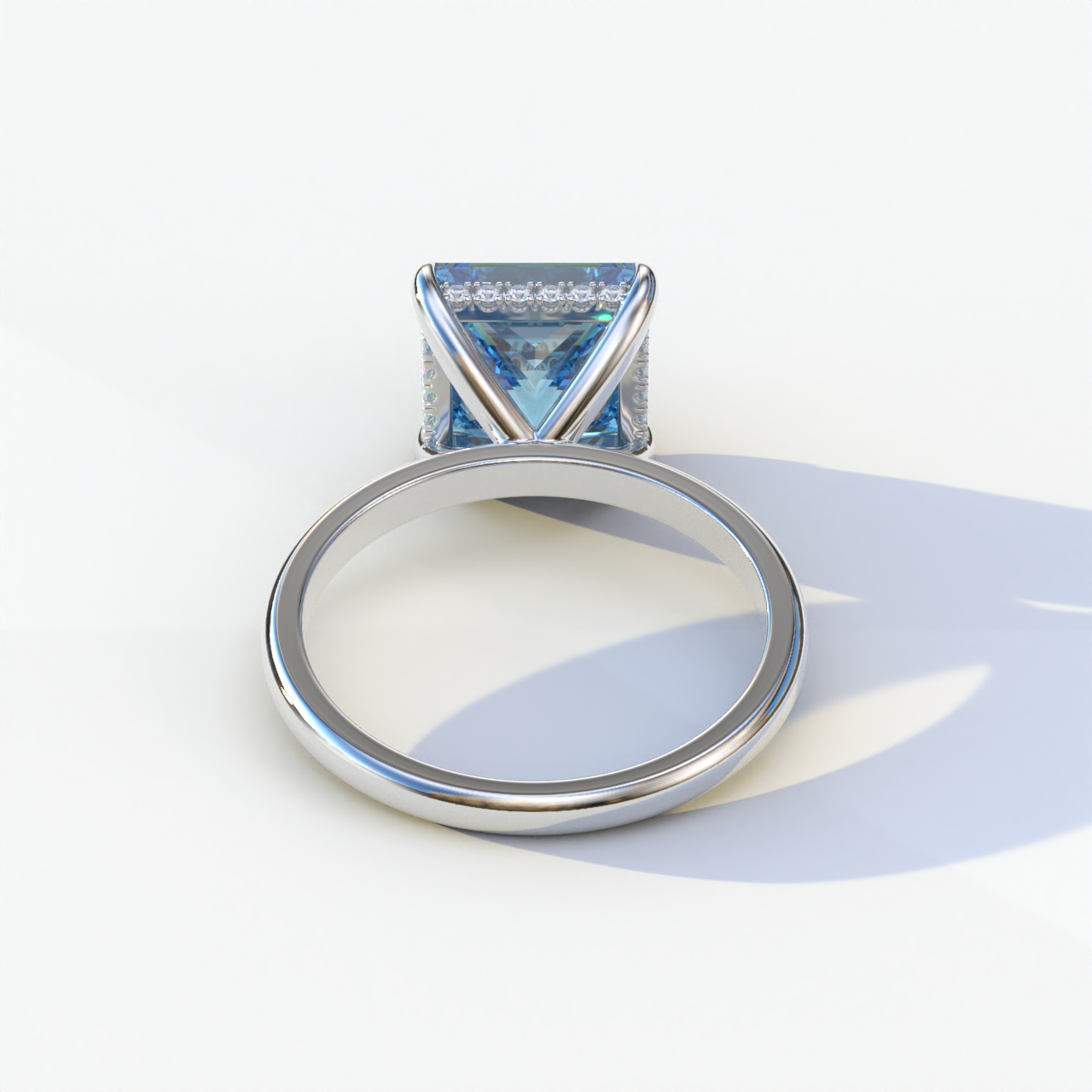 3 Carat Princess Cut Blue Lab Diamond Engagement Ring - Bellissimo