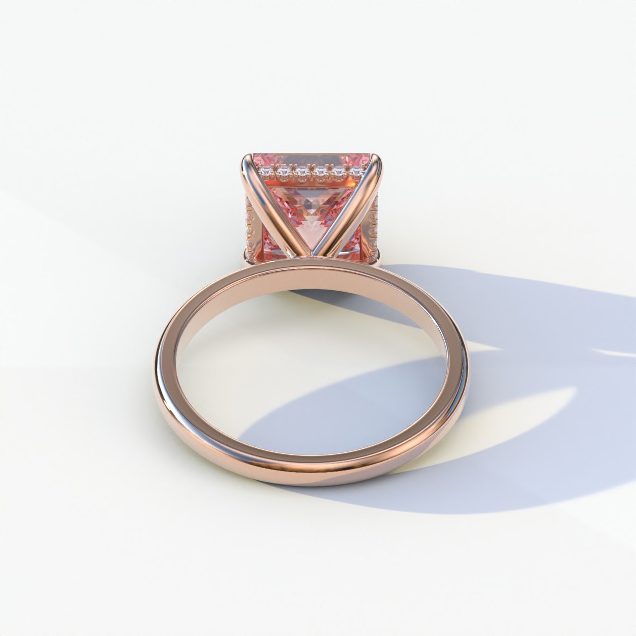 3 Carat Princess Cut Pink Lab Diamond Ring - Bellissimo