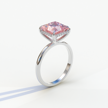 3 Carat Princess Cut Pink Lab Diamond Ring - Bellissimo